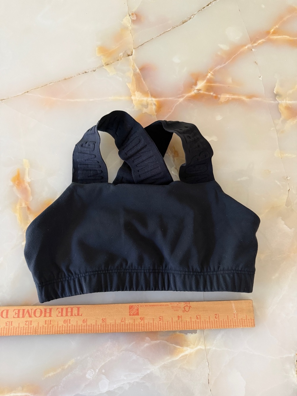 Running Bare Black Logo Strap Sports Bra